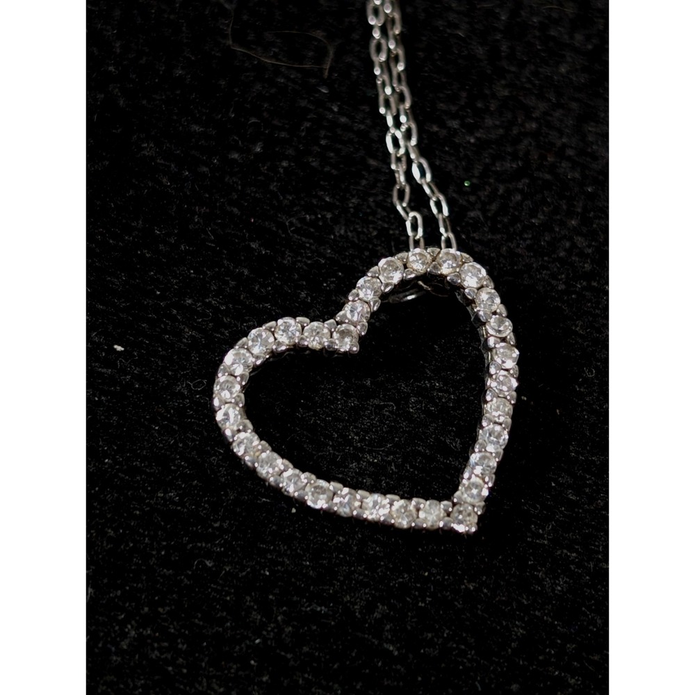 Ross Simons Sterling‎ Silver 925 CZ Open Heart Necklace 20 inch